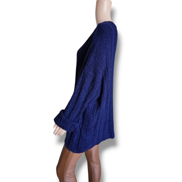 ZARA KNIT Women's Navy Oversized Cable-Knit Chunky Sweater - Picture 9 of 16